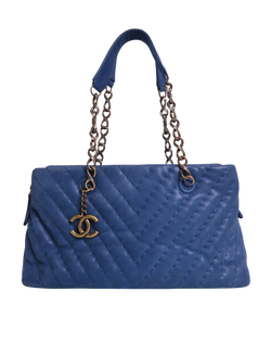 Chanel Chevron CC Tote, Fabric, Blue,DB, 14809570 (2011) 3